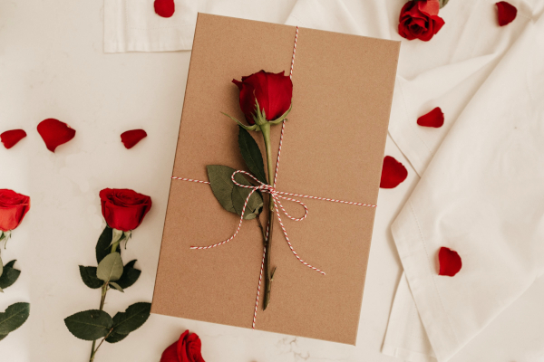 A card and a rose
